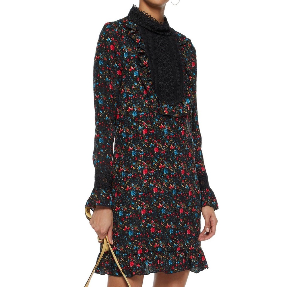 Anna Sui Lace Paneled Floral Dress
